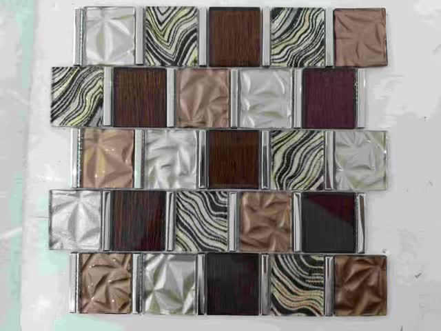 Latest Design Kitchen Backsplash Wall Mosaic Bathroom Glass Mix Aluminum Mosaic Tile